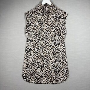 Lita by Ciara Dress Womens XS Cheetah Button Up Pockets Structured Shoulders Y2K